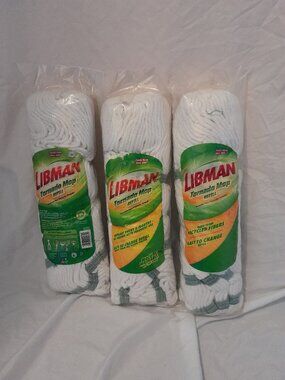 3-Pack Libman Tornado Mop Refills - New & Sealed - Machine Washable Cotton Blend